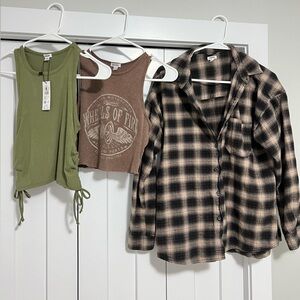 BUNDLE // Garage Flannel and crop tops
